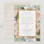 Vrijgezellenfeest Rustiek Romantisch Roze Rose Blo Kaart (Voorkant / Achterkant)