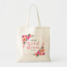 Vrijgezellenfeest Rustiek Roze Bloemen Waterverf Tote Bag