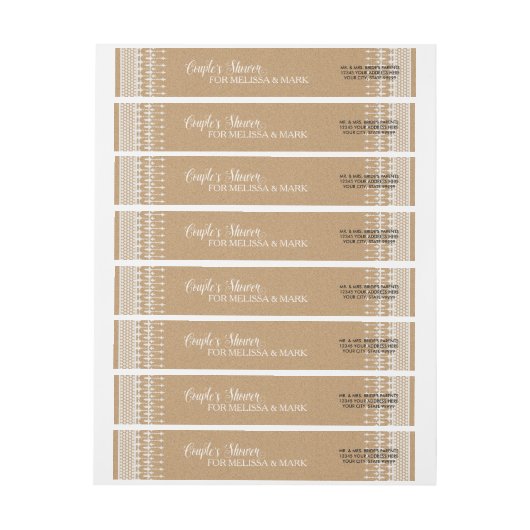 Vrijgezellenfeest rustieke  kant kraftpapier papie (Vel)