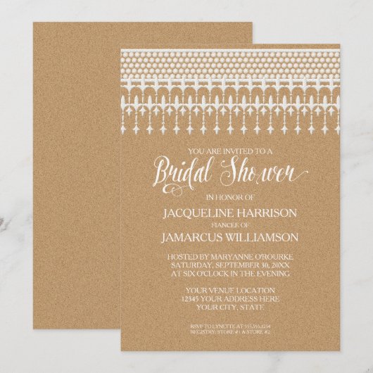 Vrijgezellenfeest rustieke  kanten typografie kaart (Voorkant / Achterkant)