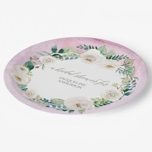 Vrijgezellenfeest rustieke krans lavendel witte ro papieren bordje (Gekanteld)