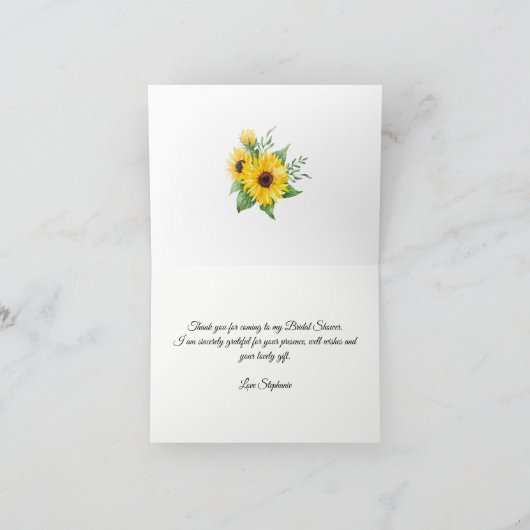 Vrijgezellenfeest rustieke zonnebloem lampjes dank bedankkaart (Binnen)