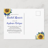 Vrijgezellenfeest "Rustige zonnebloem Blauwe Flora Uitnodiging Briefkaart (Achterkant)