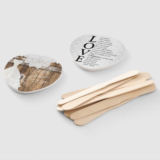 Vrijgezellenfeest Rustisch hout en kant design Handwaaier (Niet-gemonteerd)