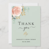 Vrijgezellenfeest Sage Groen Bloemen Dank u kaart (Voorkant)