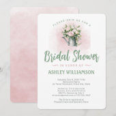 Vrijgezellenfeest Sage Roze Rozen Kaart (Voorkant / Achterkant)