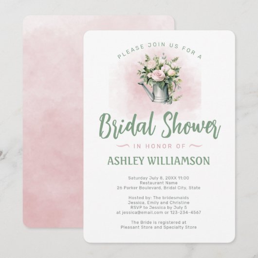 Vrijgezellenfeest Sage Roze Rozen Kaart (Voorkant / Achterkant)