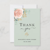 Vrijgezellenfeest Salie Groen Bloemen roos Goud Ro Bedankkaart (Voorkant)