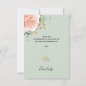 Vrijgezellenfeest Salie Groen Bloemen roos Goud Ro Bedankkaart (Achterkant)