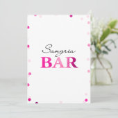 Vrijgezellenfeest Sangria Bar Teken | magenta Conf Kaart (Staand voorkant)