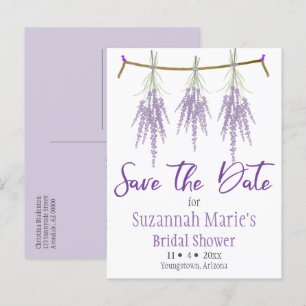 Vrijgezellenfeest Save the Date Dry Lavender Bunel Aankondigingskaart