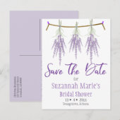 Vrijgezellenfeest Save the Date Dry Lavender Bunel Aankondigingskaart (Voorkant / Achterkant)