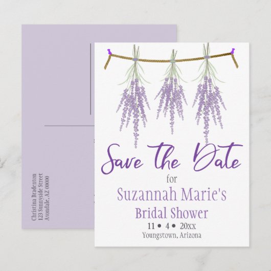 Vrijgezellenfeest Save the Date Dry Lavender Bunel Aankondigingskaart (Voorkant / Achterkant)