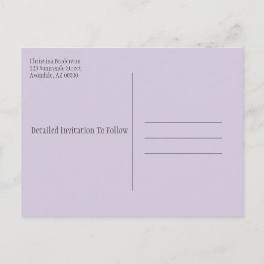 Vrijgezellenfeest Save the Date Dry Lavender Bunel Aankondigingskaart (Achterkant)