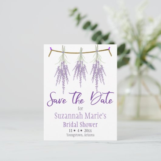 Vrijgezellenfeest Save the Date Dry Lavender Bunel Aankondigingskaart (Staand voorkant)