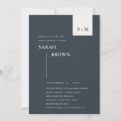 VRIJGEZELLENFEEST SCANDI BLACK WHITE MONOGRAM INVI BEDANKKAART (Voorkant)