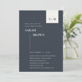 VRIJGEZELLENFEEST SCANDI BLACK WHITE MONOGRAM INVI BEDANKKAART (Staand voorkant)