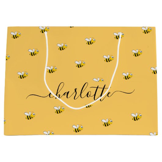 Vrijgezellenfeest schattige hommels monogram groot cadeauzakje (Voorkant)