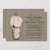 Vrijgezellenfeest Schuur Hout Mason Jar Hydrangeas Kaart (Voorkant / Achterkant)