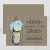 Vrijgezellenfeest Schuur Hout Mason Jar Hydrangeas Kaart (Voorkant / Achterkant)