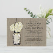 Vrijgezellenfeest Schuur Hout Mason Jar Hydrangeas Kaart (Staand voorkant)