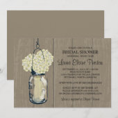 Vrijgezellenfeest Schuur Hout Mason Jar Hydrangeas Kaart (Voorkant / Achterkant)