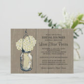 Vrijgezellenfeest Schuur Hout Mason Jar Hydrangeas Kaart (Staand voorkant)