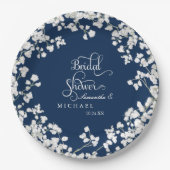 Vrijgezellenfeest Script Baby's Breath Rustic Coun Papieren Bordje (Voorkant)