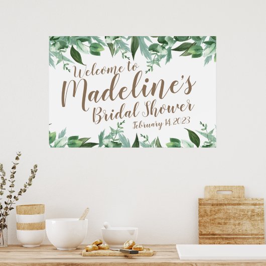 Vrijgezellenfeest Script Waterverf Greenery Welkom Poster (Keuken)