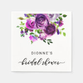 Vrijgezellenfeest servetten Waterverf Paarse Bloem (Voorkant)