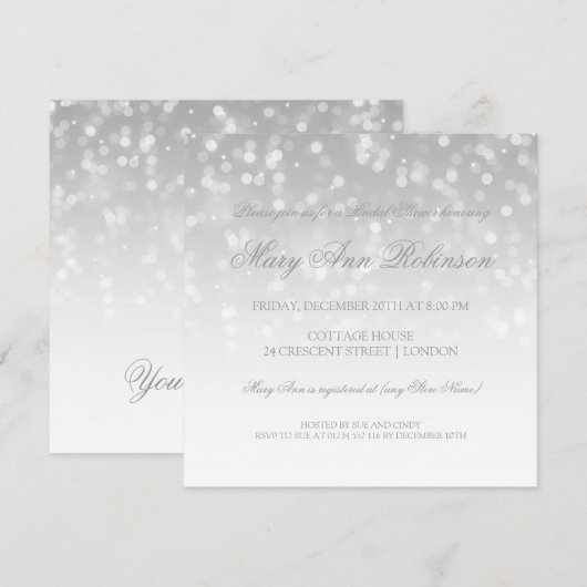 vrijgezellenfeest Silver Bokeh Sparkle Lights Kaart (Voorkant / Achterkant)