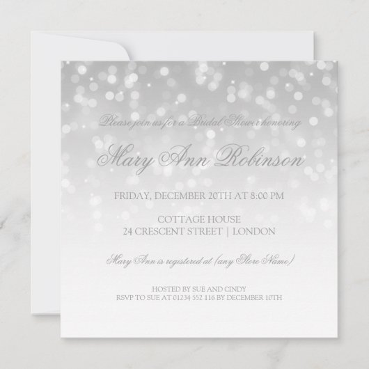 vrijgezellenfeest Silver Bokeh Sparkle Lights Kaart (Voorkant)