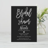 VRIJGEZELLENFEEST Silver Foil & Black Modern Scrip Kaart (Staand voorkant)