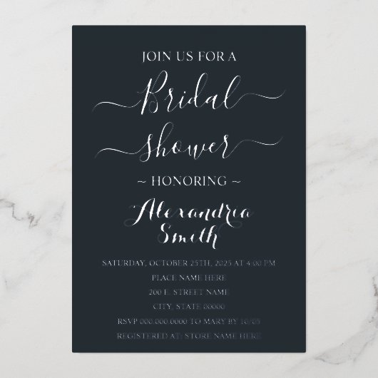 Vrijgezellenfeest Silver Folie Uitnodiging (Voorkant)