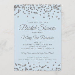 Vrijgezellenfeest Silver Glitter Confetti Ice Blue Kaart