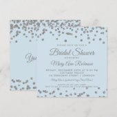 vrijgezellenfeest Silver Glitter Confetti Ice Blue Kaart (Voorkant / Achterkant)