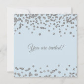 vrijgezellenfeest Silver Glitter Confetti Ice Blue Kaart (Achterkant)