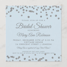 vrijgezellenfeest Silver Glitter Confetti Ice Blue Kaart