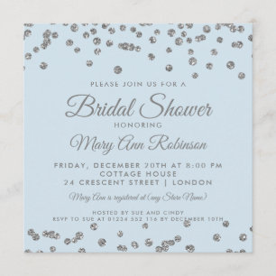 vrijgezellenfeest Silver Glitter Confetti Ice Blue Kaart