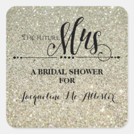 Vrijgezellenfeest Silver Glitter Future Mrs Modern Vierkante Sticker