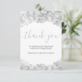 Vrijgezellenfeest Silver Hydrangea Floral Script Bedankkaart (Staand voorkant)