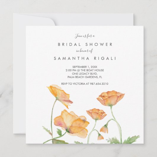 Vrijgezellenfeest Sinaasappel Bloemen Waterverf Po Kaart (Voorkant)