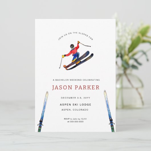vrijgezellenfeest-skireis kaart (Staand voorkant)