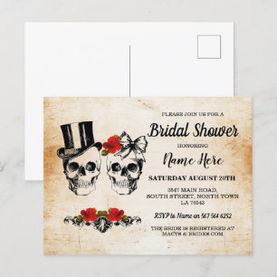 Vrijgezellenfeest Skulls Rozen Rustic Bow  Briefkaart