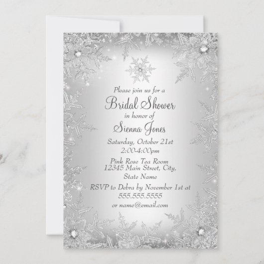 Vrijgezellenfeest Snowflake Monogram Weddenschap Kaart (Achterkant)