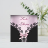 Vrijgezellenfeest Soft Pink Black Lace Kaart (Staand voorkant)