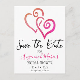 Vrijgezellenfeest sparen de Datum Oranje roze hart Aankondigingskaart