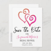 Vrijgezellenfeest sparen de Datum Oranje roze hart Aankondigingskaart (Voorkant / Achterkant)