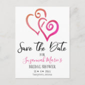 Vrijgezellenfeest sparen de Datum Oranje roze hart Aankondigingskaart (Voorkant)