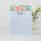 Vrijgezellenfeest speelt hoe goed je de bride kent kaart (Staand voorkant)